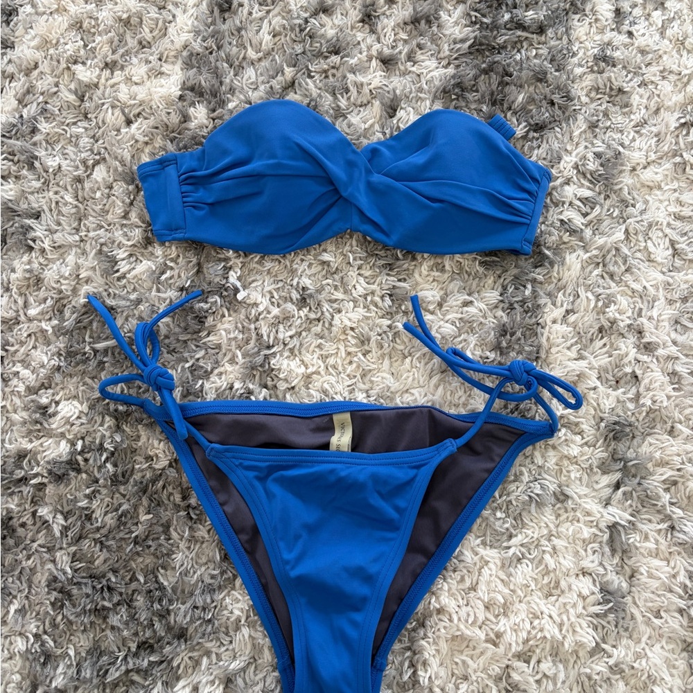 Victoria Secret Blue Twist Bandeau Bikini Set